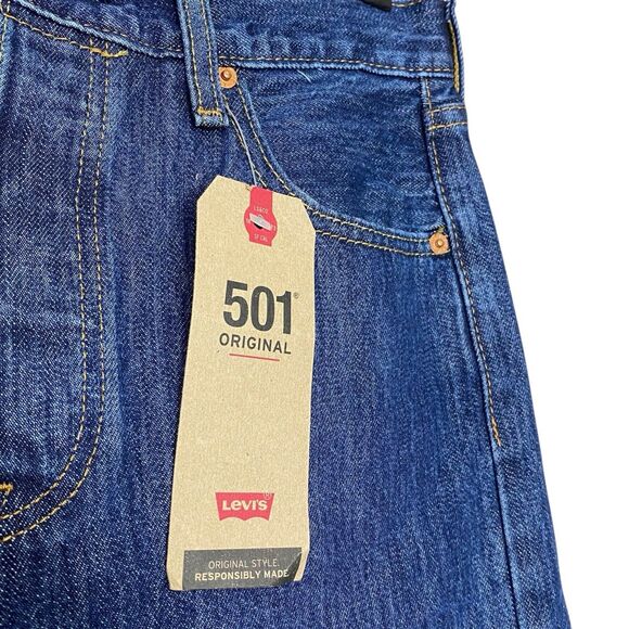 Levis 501 Jeans Mens 30x30 Blue Straight Leg Button Fly Cotton Medium Wash NWT - Picture 8 of 14